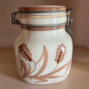 vintage wheat ceramic canister